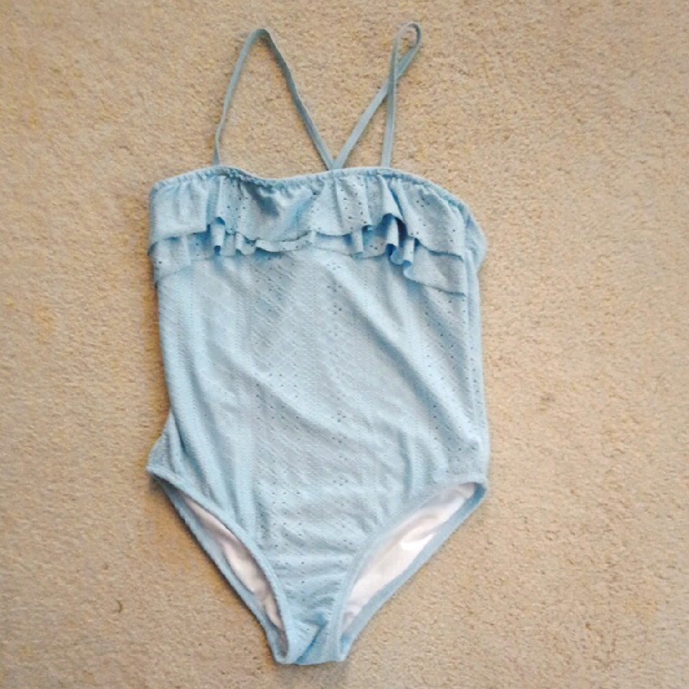 Copper Key Light Blue Ruffled Swimsuit